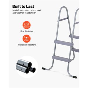 Escalera de acero de 2 escalones tipo A para piscinas elevadas y spas exteriores, para paredes de 33 pulgadas de altura, con capacidad de 300 libras, escalones de entrada/salida - Product Image 4