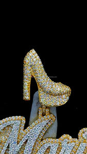 Colgante de diamante de moissanita de Plata de Ley 925 VVS chapado en oro y plata de dos tonos nombre personalizado colgante de cadena de joyería de Hip Hop helado - Product Image 5