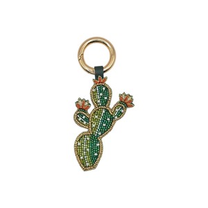 Porte-clés décoratif perlé avec broderie complexe pour femmes, filles et accessoires de mode, breloques en cuir avec anneau - Product Image 1