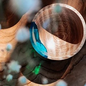 Natural wood and <b>epoxy</b> bowl handmade rustic wooden fruit serving bowl decorative kitchen <b>table</b> centerpiece - Product Image 6