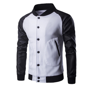 Veste universitaire personnalisée avec logo, manches en cuir, broderie noire, veste de baseball pour couple, veste universitaire pour homme, veste varsity - Product Image 6