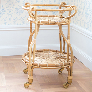 Rattan barcart portable snack bar carts cheap price natural cane utility cart beverage trolley - Product Image 4