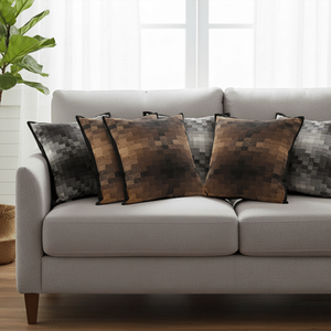 6PC Pixelated Comfort Caramel <b>Square</b> Cushion Covers 3x 45cm <b>Pillowcase</b> Set Decorative Pillows & Cushions - Product Image 2