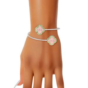 Pink Rhinestone Clover Open Bangle <b>Bracelet</b> Women Fashion Jewelry Elegant <b>Cuff</b> <b>Bracelet</b> Sparkling Accessory Gift for Party - Product Image 5
