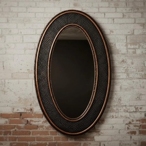 กระจกทรงรีกรอบโลหะสีดำลายตอก ดีไซน์สวยงาม เหมาะสำหรับห้องน้ำและห้องพักโรงแรม ขายส่งจากอินเดีย - Product Image 4