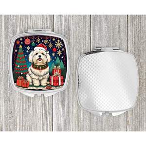 Coton De Tulear Christmas Folding Handheld <b>Compact</b> Travel <b>Makeup</b> Mirror Christmas Gift for Women and Girls - Product Image 4