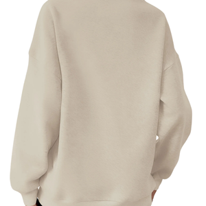 Loose Long Sleeve Fleece Quarter <b>Zipper</b> Front Logo Windproof <b>Sweatshirt</b> Women Anti-Pilling Winter Oversized Casual - Product Image 2