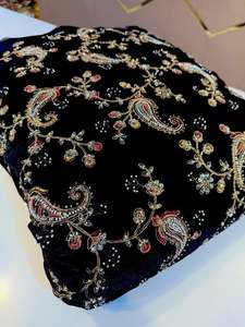 Tissu en gros pour broderie de perles, tissu textile fantaisie, dentelle à sequins, organza pour fabricants de robes de mariée, abayas et caftans, OEM mondial - Product Image 3