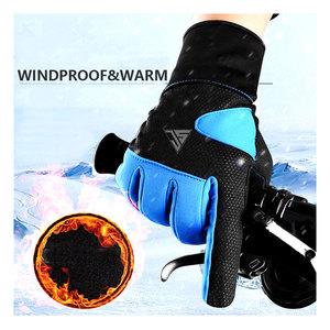 Gants de ski en tissu polyester imperméable de haute qualité avec coussinets en gel en similicuir, sangle de poignet coupe-vent à impression silicone pour l'extérieur - Product Image 1