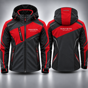 Veste Softshell Imperméable à Capuche NAVISTA SPORTS Personnalisée Unisexe Manches Longues Respirante pour la Randonnée Coupe Confortable Hiver - Product Image 3