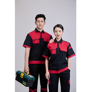 ชุดคลุมทำงานแขนยาวผู้ชาย FMF ผ้าโพลีเอไมด์ระบายอากาศได้ดี สีดำและสีแดง - Product Image 3