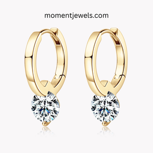 925 Sterling <b>Silver</b> Moissanite <b>Hoop</b> <b>Earrings</b> Round Brilliant Cut Claw Set Halo <b>Earrings</b> <b>for</b> <b>Women</b> - Product Image 2