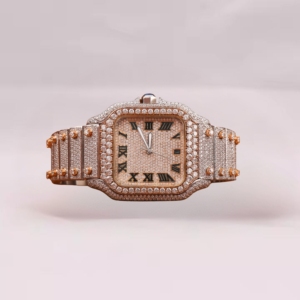 Reloj de Lujo con Incrustaciones de Moissanita Estilo Hip Hop, Unisex, de Cuarzo, con Números Romanos, Analógico, con Diamantes - Product Image 5