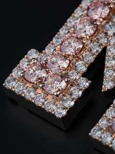 Colgante Personalizado con Iniciales del Alfabeto, Diamantes Rosados y Blancos, Letras Personalizadas, Colgante con Nombre, Joyería Hip Hop para Regalos - Product Image 2