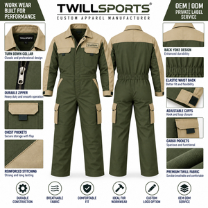 Combinaison de travail en coton respirant sur mesure OEM, uniforme de sécurité robuste, tenue de protection pour la construction et la réparation - Product Image 6