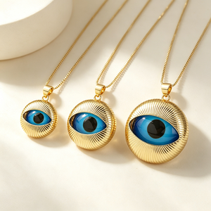 Collar con Colgante Grande de Ojo Azul Chapado en Oro, Amuleto Personalizado, Joyería Minimalista <span class=keywords><strong>para</strong></span> Mujeres, Hombres, <span class=keywords><strong>Regalo</strong></span> <span class=keywords><strong>para</strong></span> <span class=keywords><strong>Mejor</strong></span> Amigo - Product Image 1