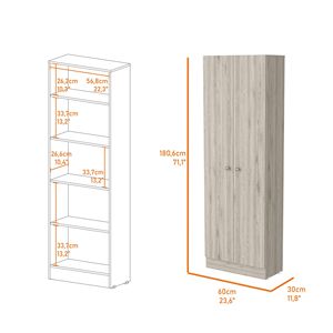Mobile alto rettangolare Buxton grigio chiaro a 2 ante per soggiorno - Product Image 5