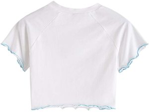 เสื้อครอปท็อปผู้หญิงทรงหลวม คอกลม แขนสั้น ผ้าฝ้ายเจอร์ซีย์ 100% เป็นมิตรกับสิ่งแวดล้อม สกรีนโลโก้ สำหรับฤดูร้อน สั่งทำขายส่งได้ - Product Image 6
