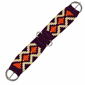 EQUIPRO Sangle de harnais pour cheval en laine et cuir à motifs crème marron avec anneaux métalliques, design réglable, personnalisable - Product Image 1
