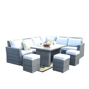 โซฟาหวายกลางแจ้ง 7 ชิ้น สีเทา เฟอร์นิเจอร์สวนลานบ้าน ชุดเฟอร์นิเจอร์สำหรับใช้กลางแจ้งที่ทันสมัยและทนทาน - Product Image 1