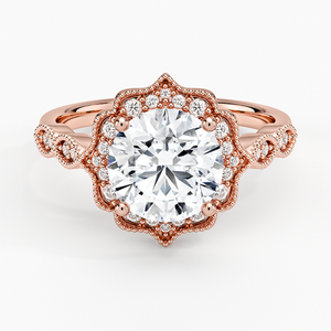 Elegant Halo <b>Diamond</b> <b>Ring</b> Crafted in Solid 14K Rose Gold with a Timeless Halo Design - Product Image 1