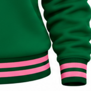 <b>Green</b> <b>Women</b> Ribbed Crew Neck Sweatshirt Embroidered Letter Patch Long Sleeve Casual College Style Knit Pullover Apparel - Product Image 4
