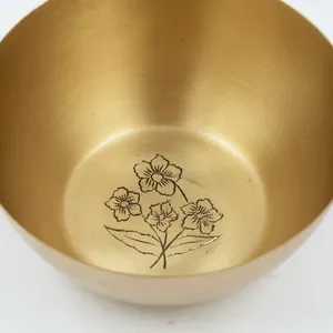 Golden serveware brass dish bowl modern kitchen decorative elegant <b>small</b> <b>container</b> food stylish luxury polished - Product Image 4