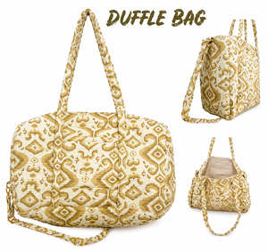 Modern High Quality Dot Quilted Cotton Duffle Bag with Drawstring Handle and Zipper Closure-Handcrafted Overnight Travel Tote - Product Image 2