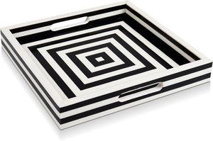 Bandeja Decorativa Hecha a Mano con Patrón Concentrico, Bandeja Multiusos con Incrustaciones de Resina, Centro de Mesa para Sala de Estar - Product Image 4