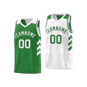 Maillots de basketball rétro américains pour équipes, vêtements de sport en gros, pas chers, avec surpiqûres, en tissu mesh vieilli, personnalisables et réversibles - Product Image 1