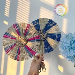 Ventilador Decorativo Portátil Tejido a Mano con Hierba Marina Natural, Estilo Antiguo, para Eventos Tropicales, Fiestas y Uso Diario - Product Image 3