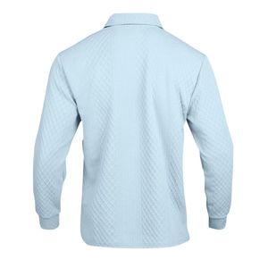เสื้อโปโลผู้ชายสีฟ้าพาสเทล แขนยาว ผ้า CVC ผสมเนื้อนุ่ม ระบายอากาศดี คอถัก ขายส่งราคาถูก เสื้อยูนิฟอร์ม - Product Image 4