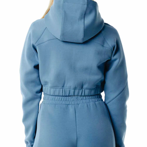 Customizable Female Zipper Blank Distressed Acid Wash Sweat suits Jogger Woman Tracksuits Cotton Hoodie and Short <b>Set</b> Women - Product Image 5