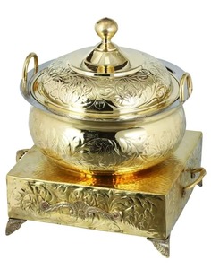 Cacerola Buffet Vintage de Cobre con Revestimiento de Acero Inoxidable, 24 cm, Redonda, Aislada, para Mantener la Comida Caliente, con Tapa y Base - Product Image 5