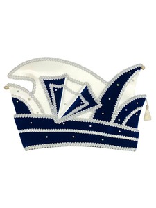 Gorra de Carnaval Bordada Personalizada Azul y Blanca al por Mayor, Gorro de Príncipe Real con Ribete Plateado, Sombrero de Disfraz para Festivales - Product Image 6