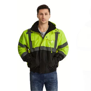 Chaqueta de Seguridad Invernal con Capucha y Luces LED de Alta Visibilidad, Impermeable, con Logotipo Frontal para Trabajo Nocturno en Carreteras - Product Image 1
