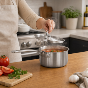 Wholesale Premium Stainless Steel Saucepan with Lid | Heavy Duty Milk <b>Pot</b> | <b>Induction</b> Compatible Cooking Sauce <b>Pot</b> | OEM Kitchen - Product Image 4