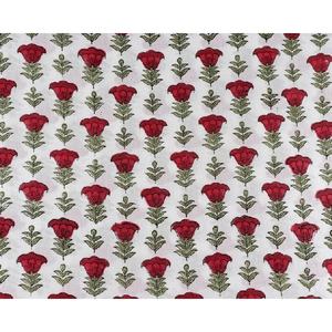 Tissu imprimé à la main de deux couleurs, Apple et cerise, rouge, d'olive, vert, tissu en coton doux, cadeau pour femmes - Product Image 1