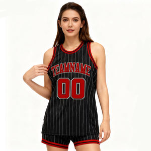Uniforme de Baloncesto Personalizado OEM 2026 para Mujer, Diseño de Secado Rápido, Reversible, Negro con Rayas Finas, Jersey de Baloncesto para Mujer - Product Image 2