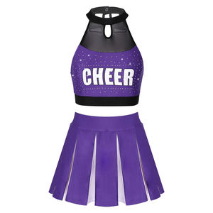 Uniforme de cheerleading pour femmes adultes de haute qualité, design personnalisé, techniques d'impression avec strass, 100% polyester respirant - Product Image 4