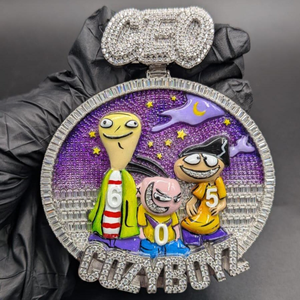 Colgante de dibujos animados Cozyboy con incrustaciones de diamantes de imitación, plata 925, moissanita, aleación de zinc, estilo hip hop, regalo unisex - Product Image 1