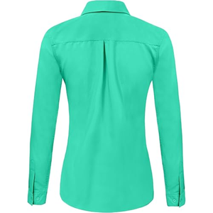 Blusas de vestir formales de manga larga, súper suaves, sin arrugas, con botones, de color liso, para mujer. - Product Image 2