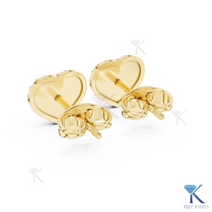 Boucles d'oreilles clous en diamant de laboratoire en forme de cœur, pavé en grappe, or massif 14K/18K, bijoux pour femme pour mariage, mariée, anniversaire - Product Image 6