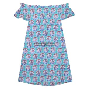 Robe à épaules dénudées en coton imprimé à la main multicolore, style européen et américain, de haute qualité, pour femmes - Product Image 1