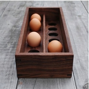 Minimalist Acacia Wood Egg <b>Storage</b> <b>Box</b> Rectangle Shape 2 Compartments Eco-Friendly Large Capacity <b>Kitchen</b> Food Container - Product Image 5