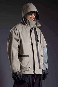 Veste tactique pour homme Techwear, streetwear, coupe-vent fonctionnel multi-poches, esthétique cyberpunk urbaine, col haut, veste cargo - Product Image 2