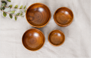 Juego de Tazones de Madera de Acacia Hechos a Mano, Tazones de Madera Natural para Servir Ensaladas, Sopas, Bocadillos y Comida en la Cocina - Product Image 6