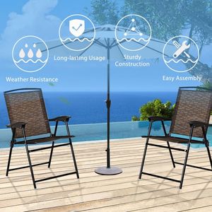 3-Piece Bistro Patio Garden Furniture Set Round <b>Table</b> and Folding Chairs for Outdoor Use - Product Image 6