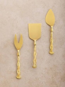 Designer Metal <b>Cheese</b> <b>Knife</b> <b>Set</b> Stainless Steel Blades With Black Handles Premium Serving Tools For Contemporary Dining Tables - Product Image 4