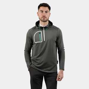 Sweat-shirt de golf à col zippé, manches longues, couleur unie, sportif, en polyester tricoté, séchage rapide, fermeture éclair - Product Image 2